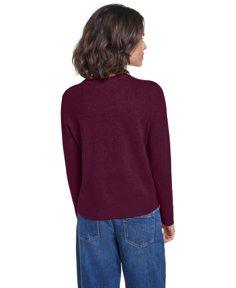 Petite Crewneck Long-Sleeve Asymmetrical-Hem Sweater