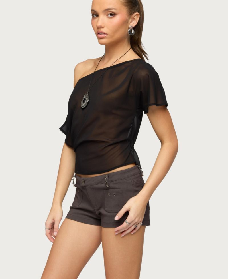 Women's Noria Sheer Chiffon Off Shoulder Top