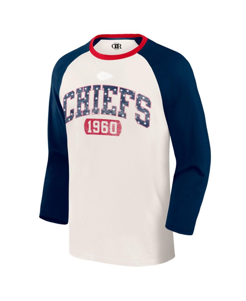 Men's Darius Rucker Collection by White/Navy Kansas City Chiefs Americana 3/4 Sleeve Raglan T-Shirt
