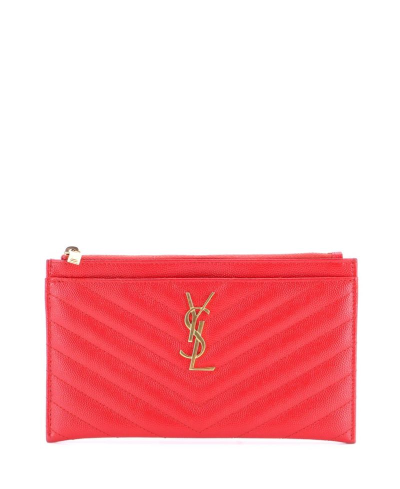 Medium Classic Monogram Zip Bill Pouch Matelasse Chevron Leather