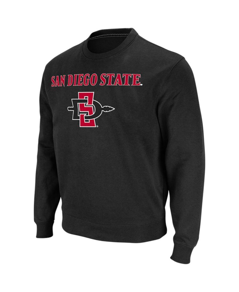 Men's Black San Diego State Aztecs Arch Logo Tackle Twill Pullover Sweatshirt