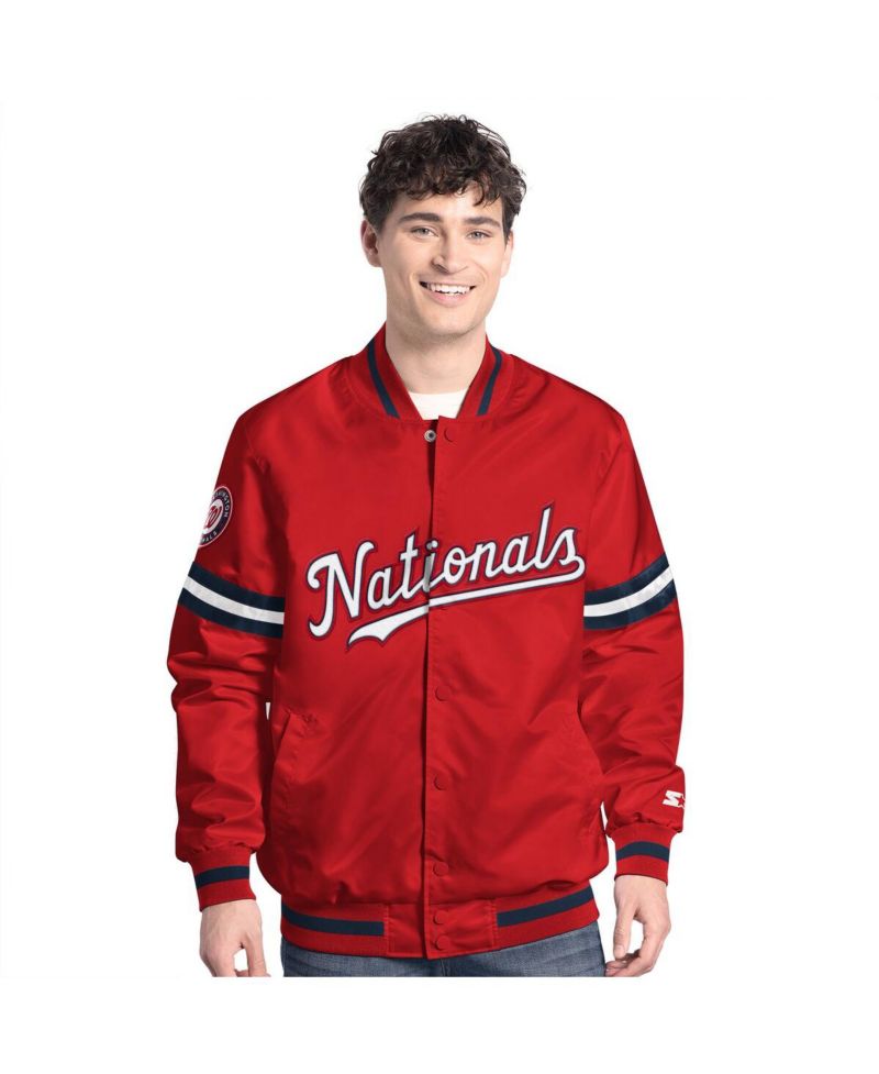 Men's Red Washington Nationals Scout Full-Snap Varsity Jacket