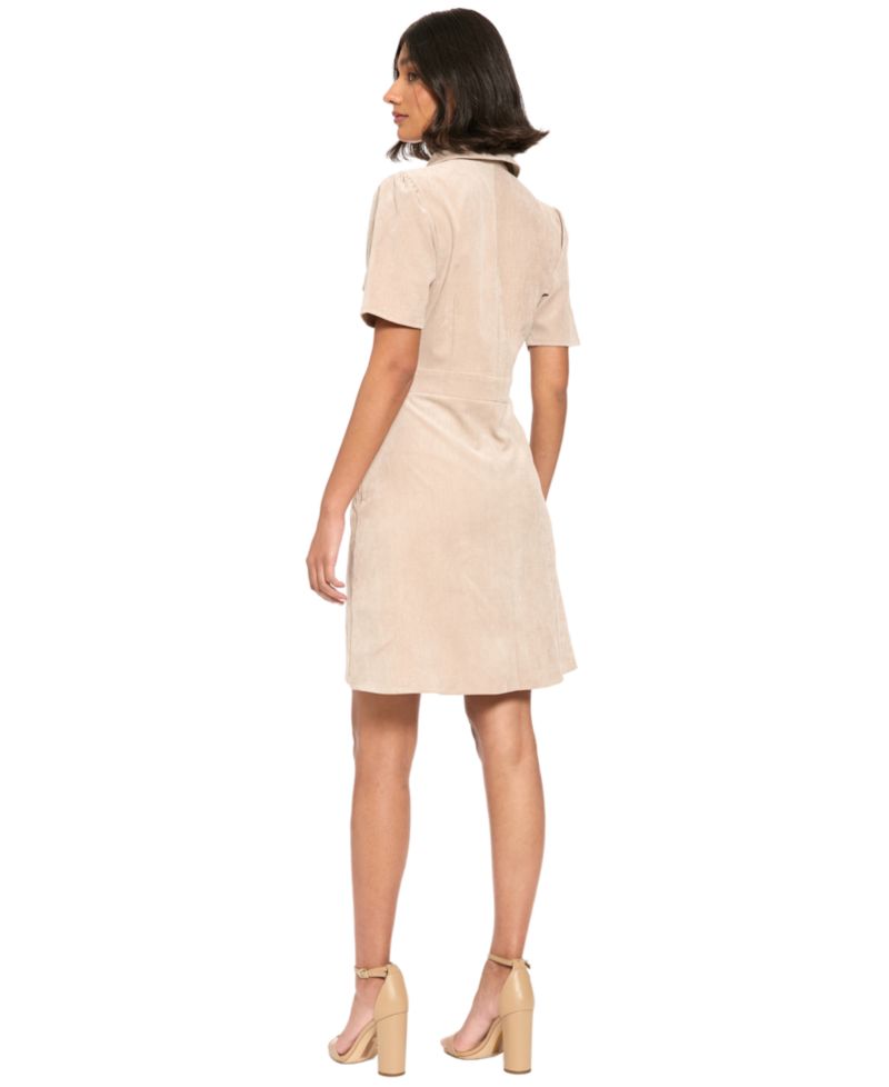 Women's Short-Sleeve Collared A-Line Mini Dress