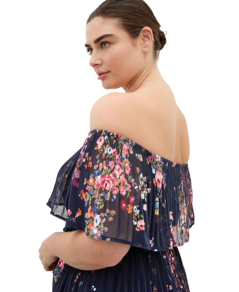 Women's Night Garden Print Tier Midi Dress