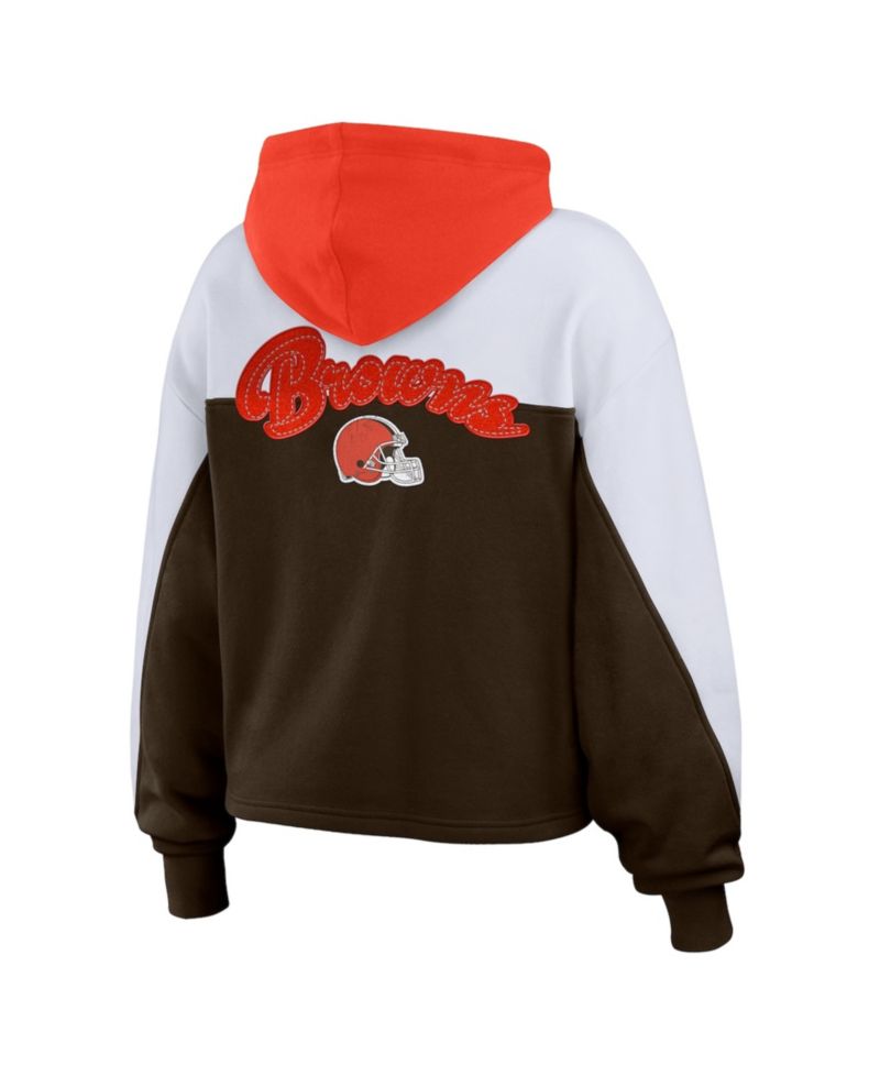 Women's Brown Cleveland Browns Plus Size Color Block Full-Zip Hoodie