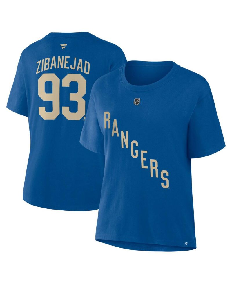Women's Mika Zibanejad Blue New York Rangers Authentic Stack Name & Number T-Shirt