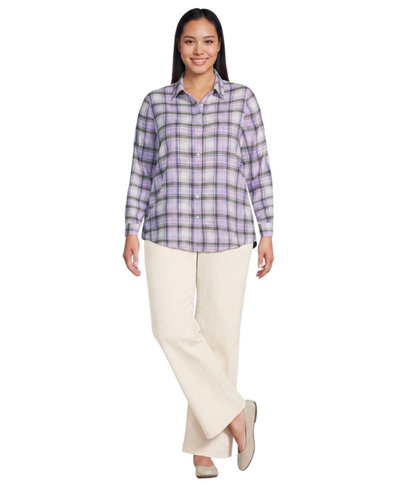 Plus Size Flannel Boyfriend Long Sleeve Shirt