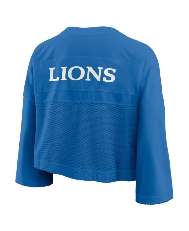 Women's Blue Detroit Lions Rewind Cropped Mesh Dri-FIT Fashion Jersey