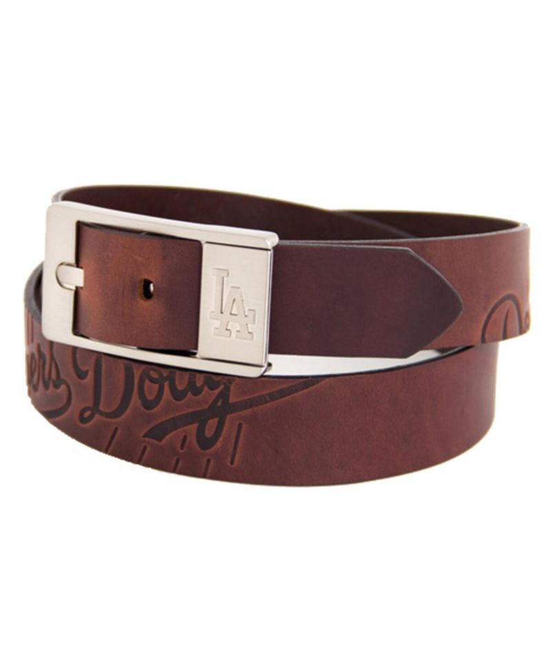 Men's Brown Los Angeles Dodgers Brandish Leather Belt