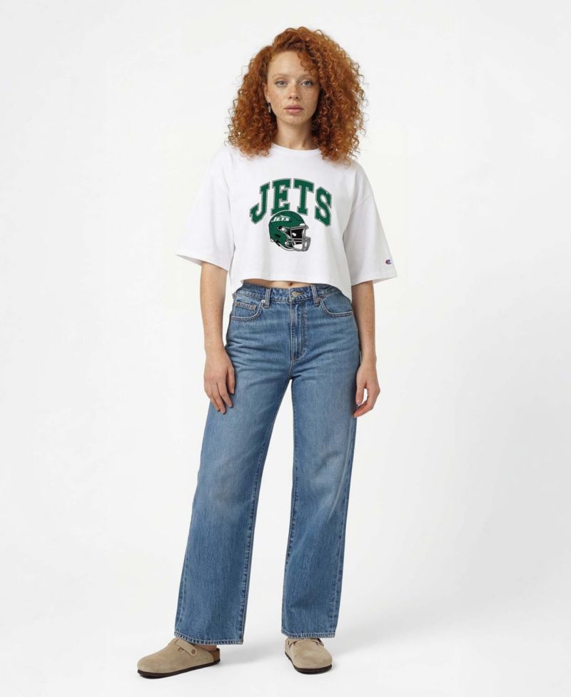 Women's New York Jets Boyfriend Cropped Graphic T-Shirt