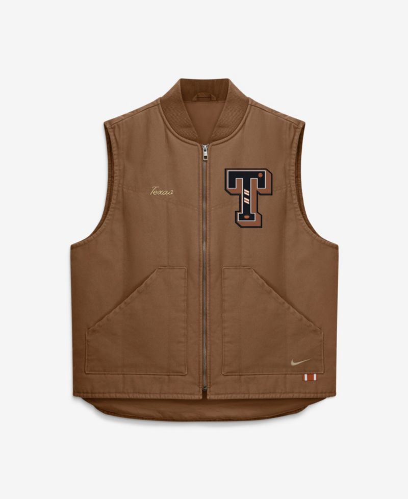 Men's Brown Texas Longhorns Academic Padded Full-Zip Vest