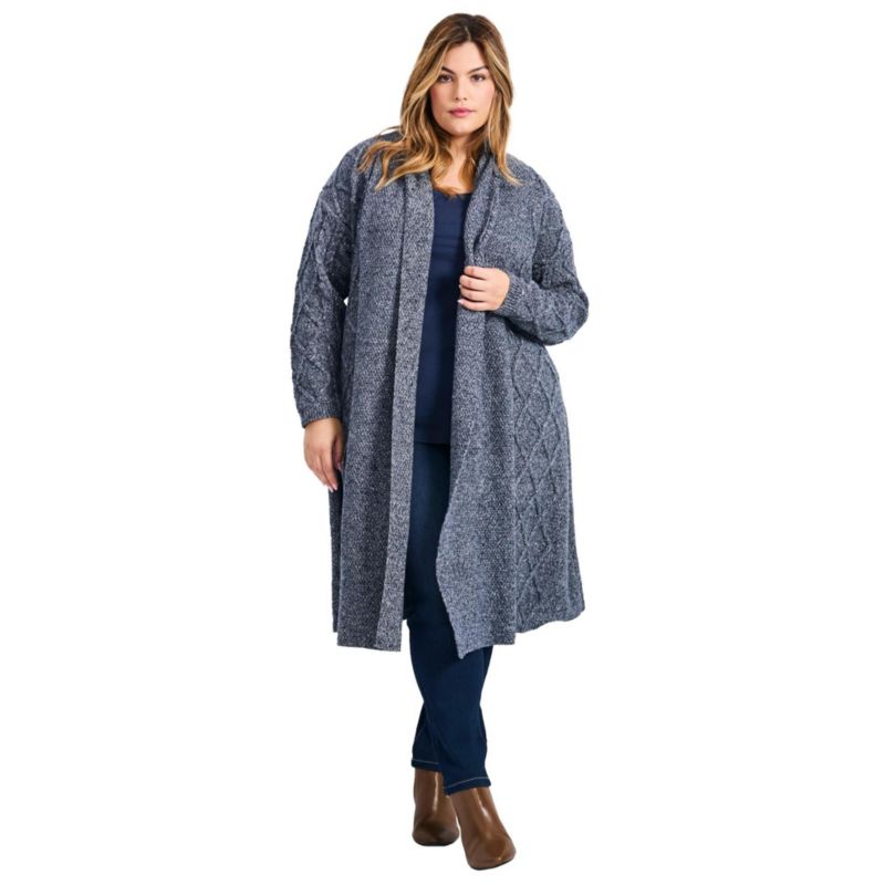 Women's Plus Size Paris Longline Cable Cardi