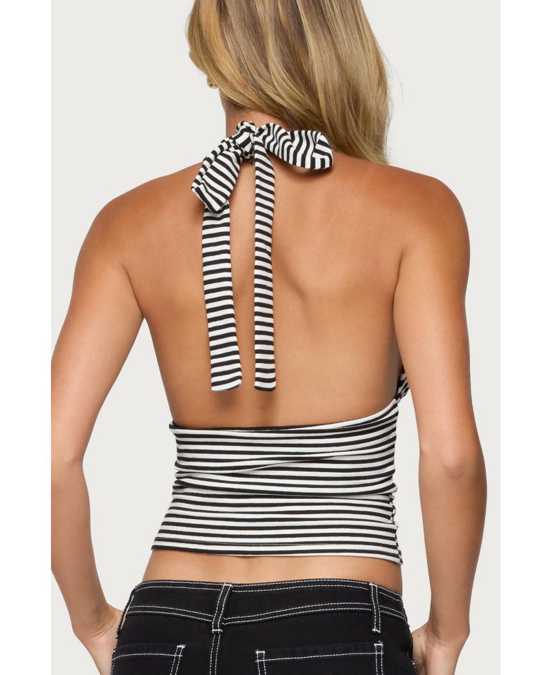 Women's Sage Striped Halter Top