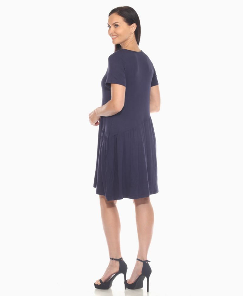 Women's Asymmetrical Waist and Short Sleeve Swing Dress