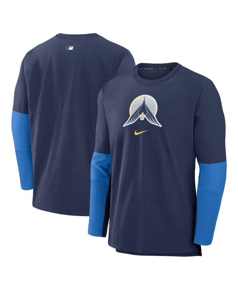 Men's Navy Minnesota Twins 2024 City Connect Authentic Collection Player Tri-Blend Performance Pullover Top