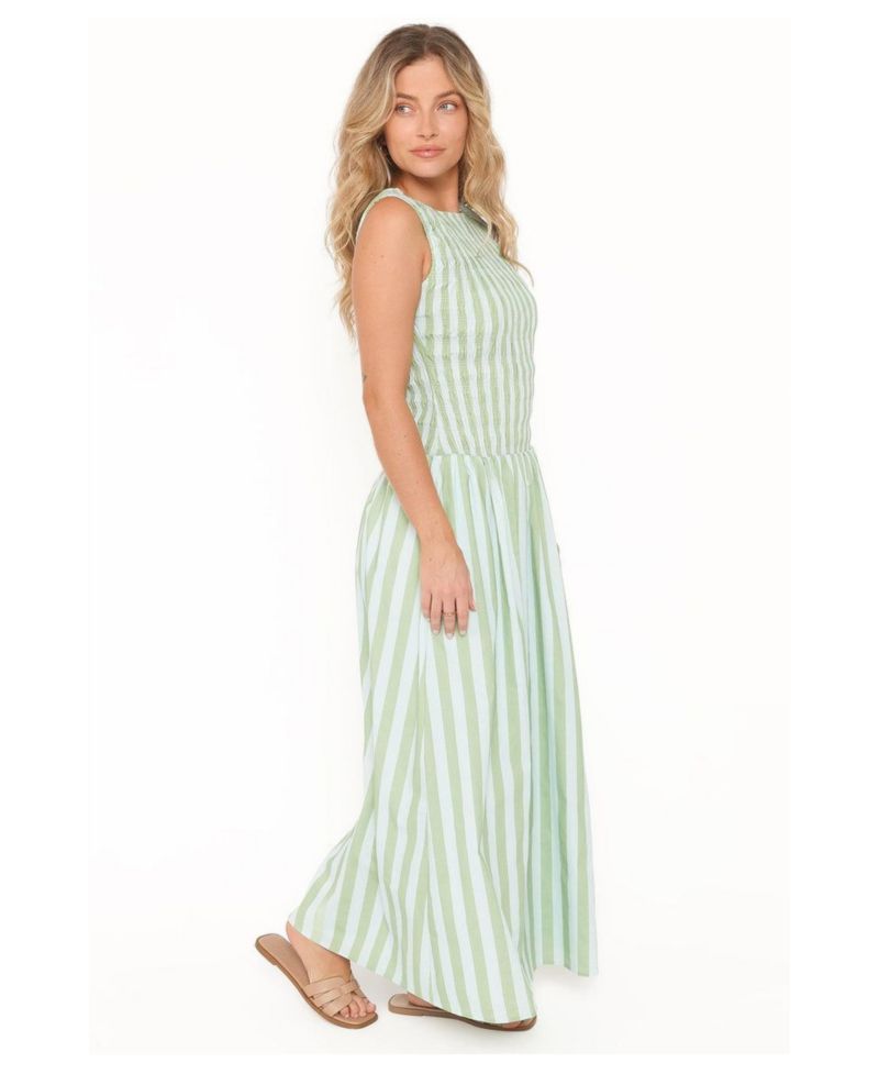 Women's Maleny Smocked Striped Sleeveless Maxi Dress