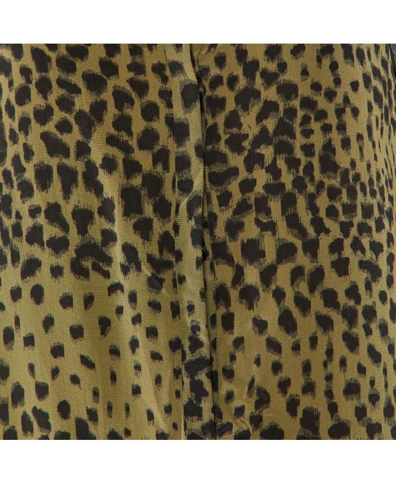Women's Animal Print Silk Tie-Cuff Blouse