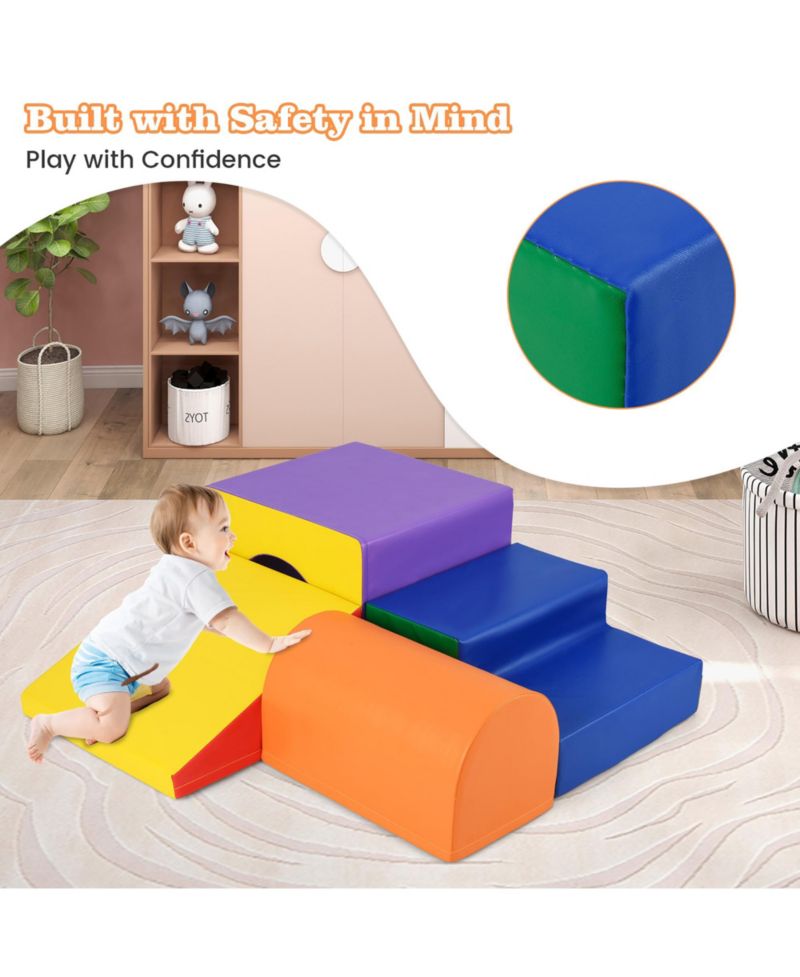 Kids Climb and Crawl Activity Playset Blocks w/ Waterproof PU Cover EPE Foam