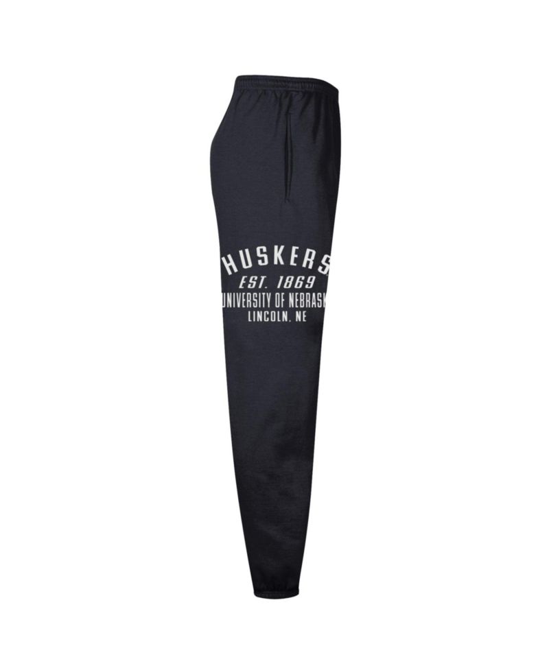 Men's Black Nebraska Huskers Powerblend Banded Fleece Sweatpants