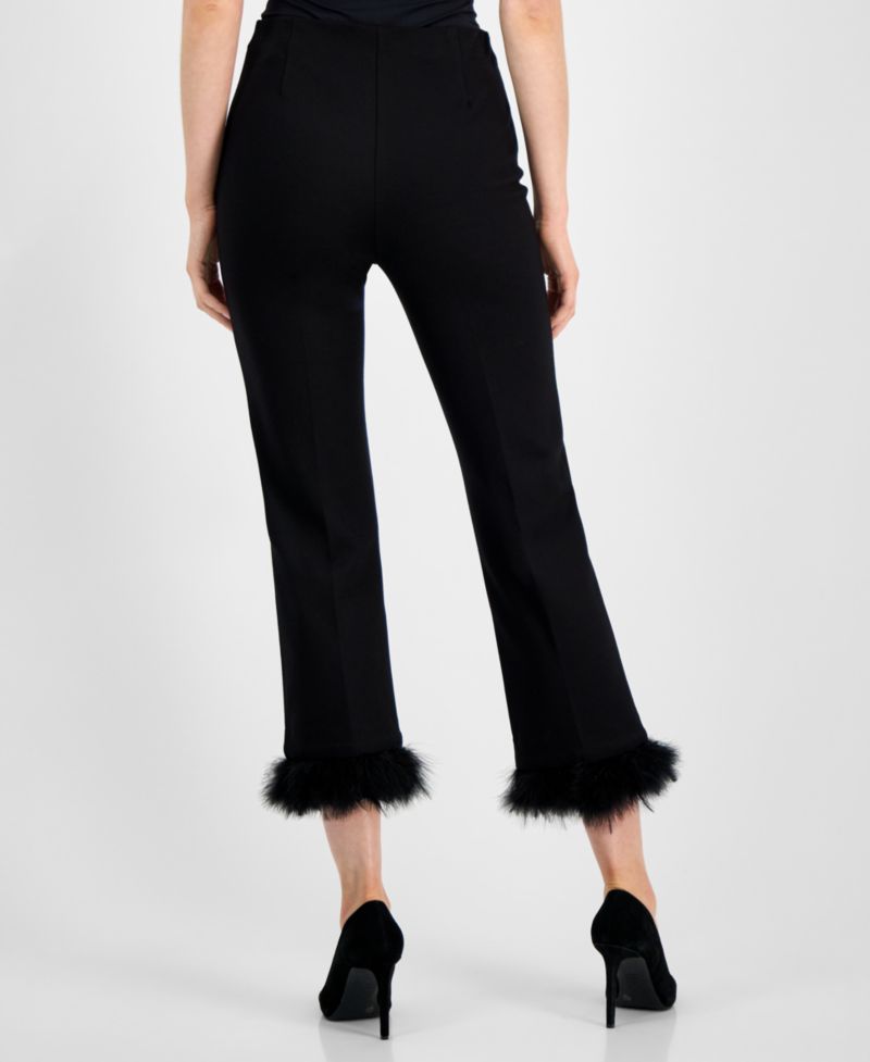 Women's Pull-On Hollywood Feather-Trim-Cuff Pants