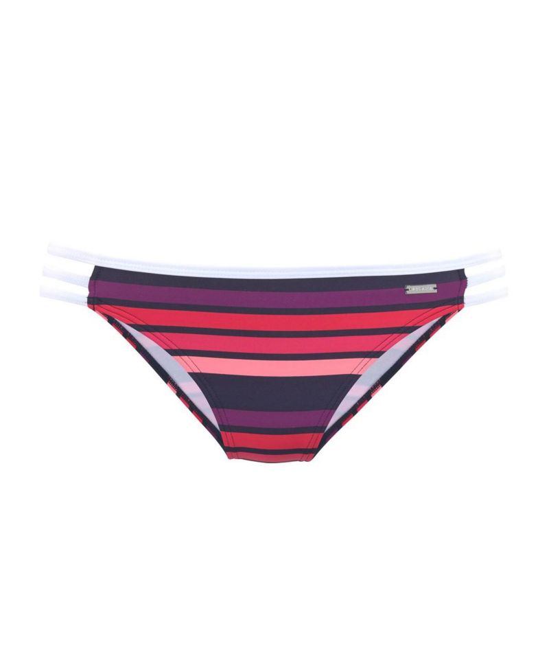 Women's Striped Strappy Bikini Cutout Moderate-Coverage Swim Bottom