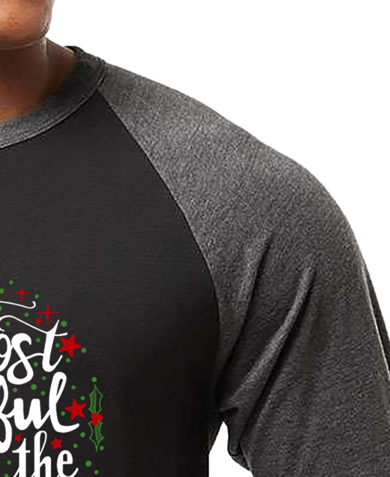 Men's Christmas Ornament Raglan Baseball Word Art T-Shirt