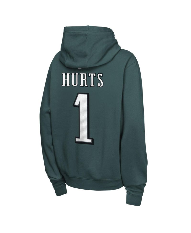 Big Boys and Girls Jalen Hurts Midnight Green Philadelphia Eagles Name & Number Club Fleece Hoodie