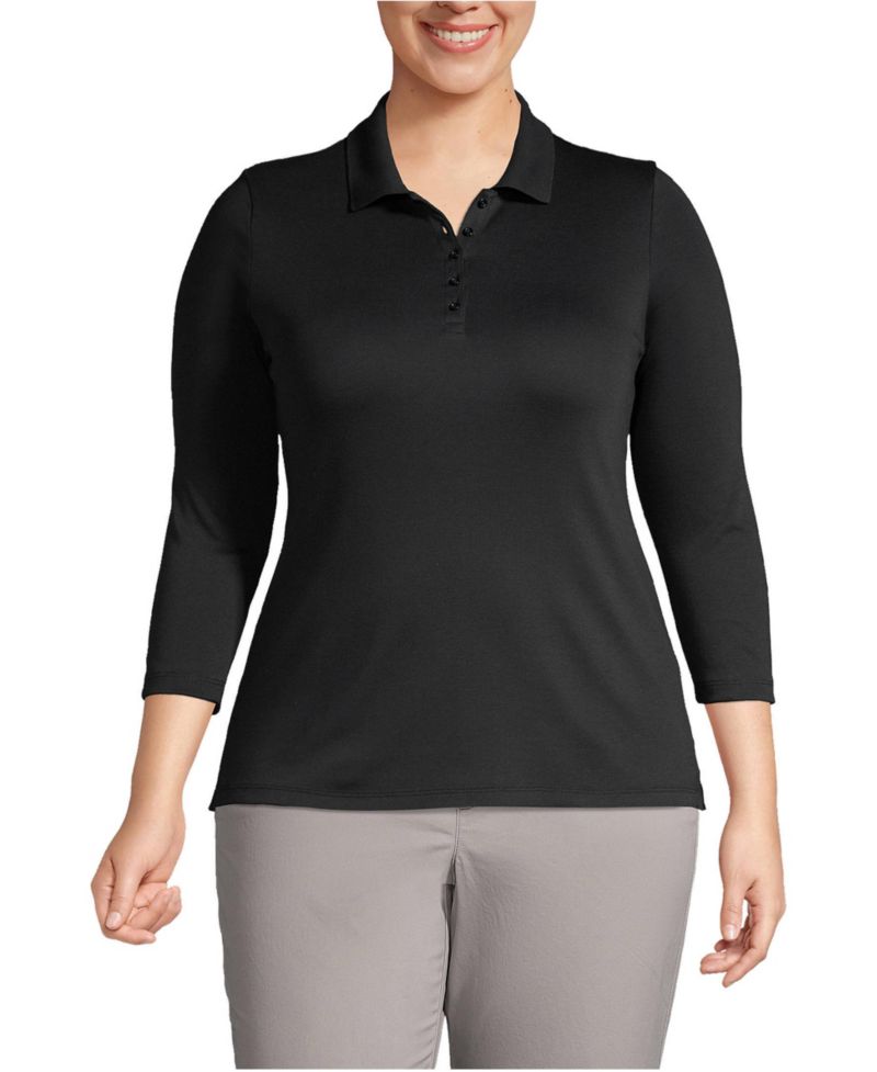 Plus Size 3/4 Sleeve Supima Cotton Polo Shirt