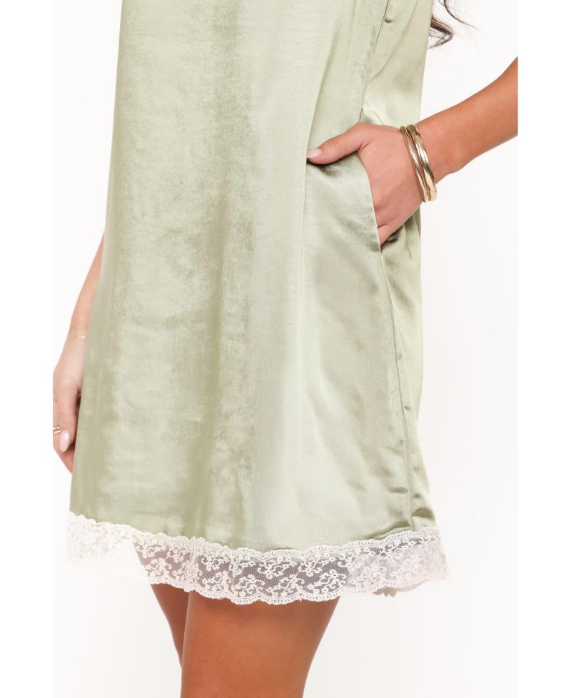 Women's Gretel High-Neckline Lace-Trim Mini Dress