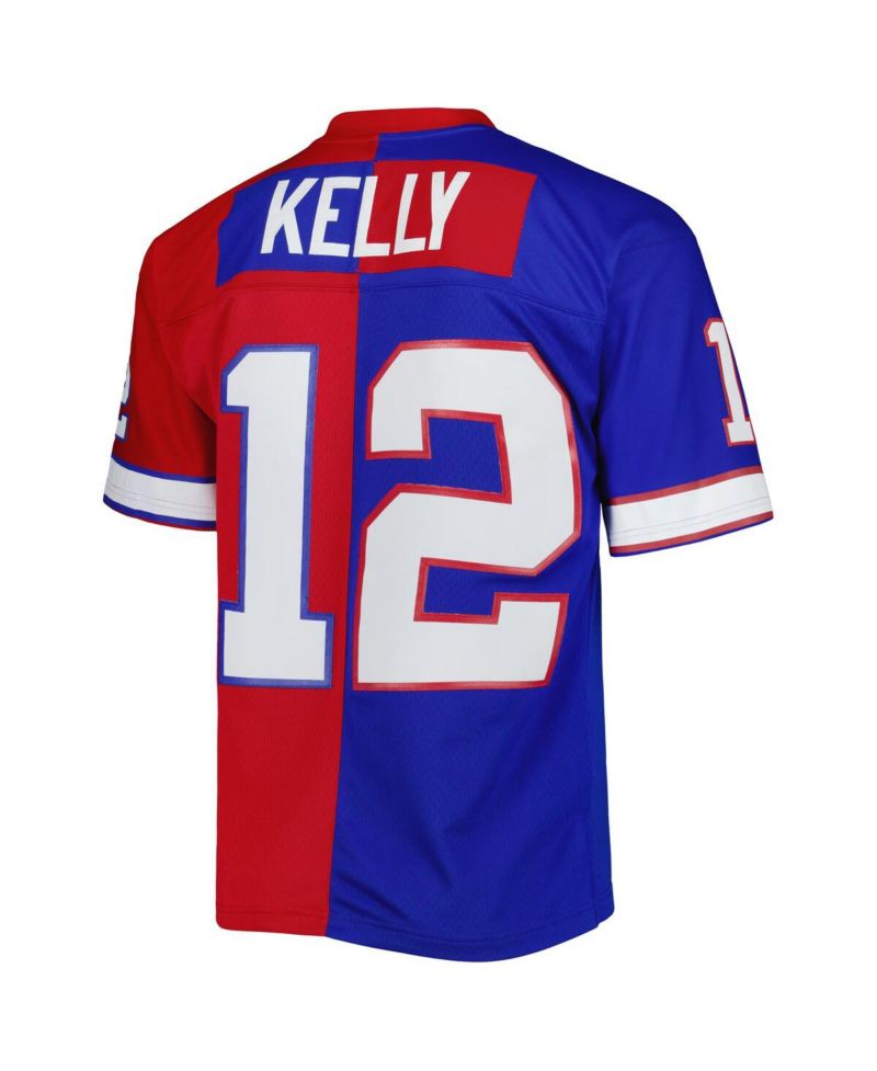 Men's Jim Kelly Royal and Red Buffalo Bills 1990 Split Legacy Replica Jersey
