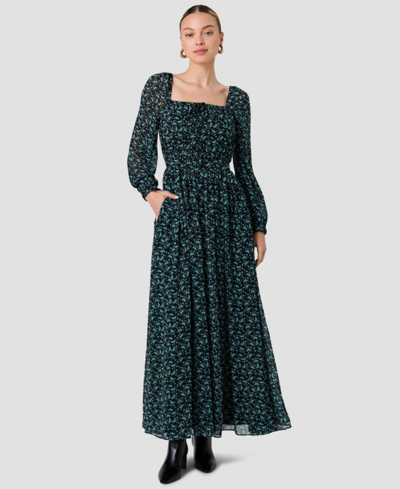 Women's Marina Square Neck Long-Sleeve Maxi Dress