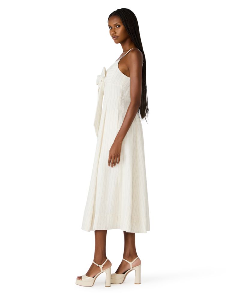 Sweetheart Sleeveless A-Line Bow-Front Midi Dress