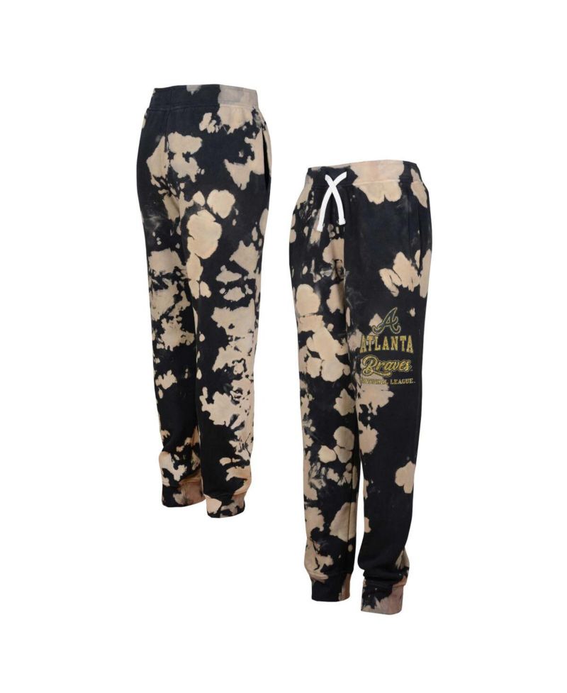 Big Boys Black Distressed Atlanta Braves Lose Yourself Fleece Pants