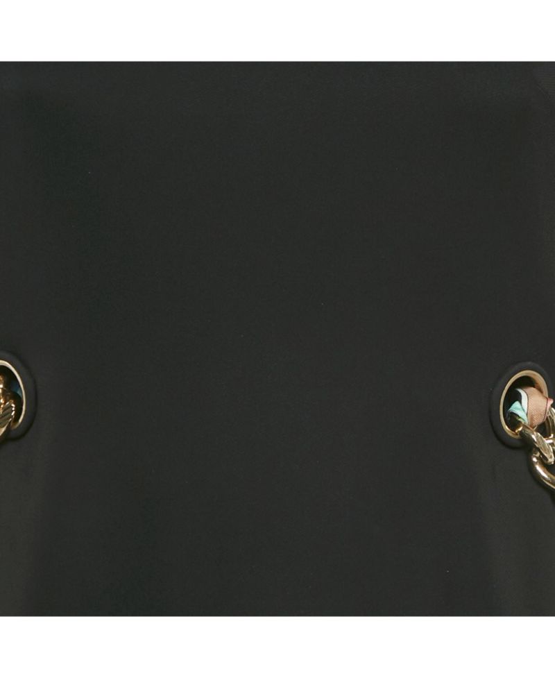 Women's Black Crepe Ribbon Details Mini Dress