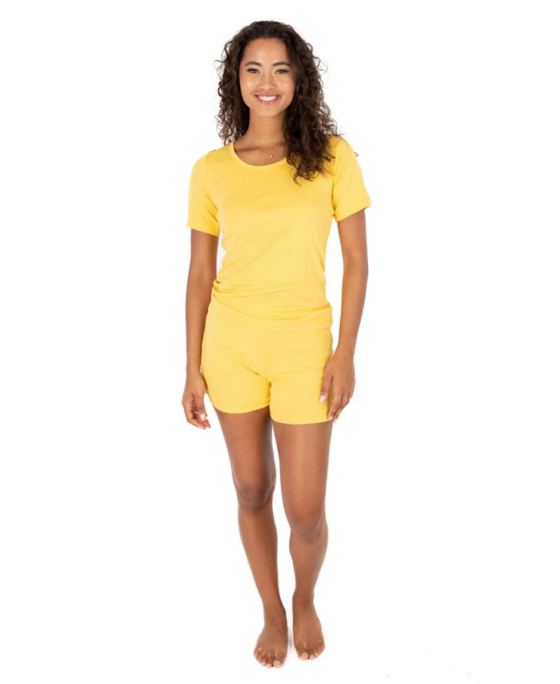 Womens Matching Family Two Piece Cotton Short Sleeve Shirt and Shorts Solid Color Pajamas
