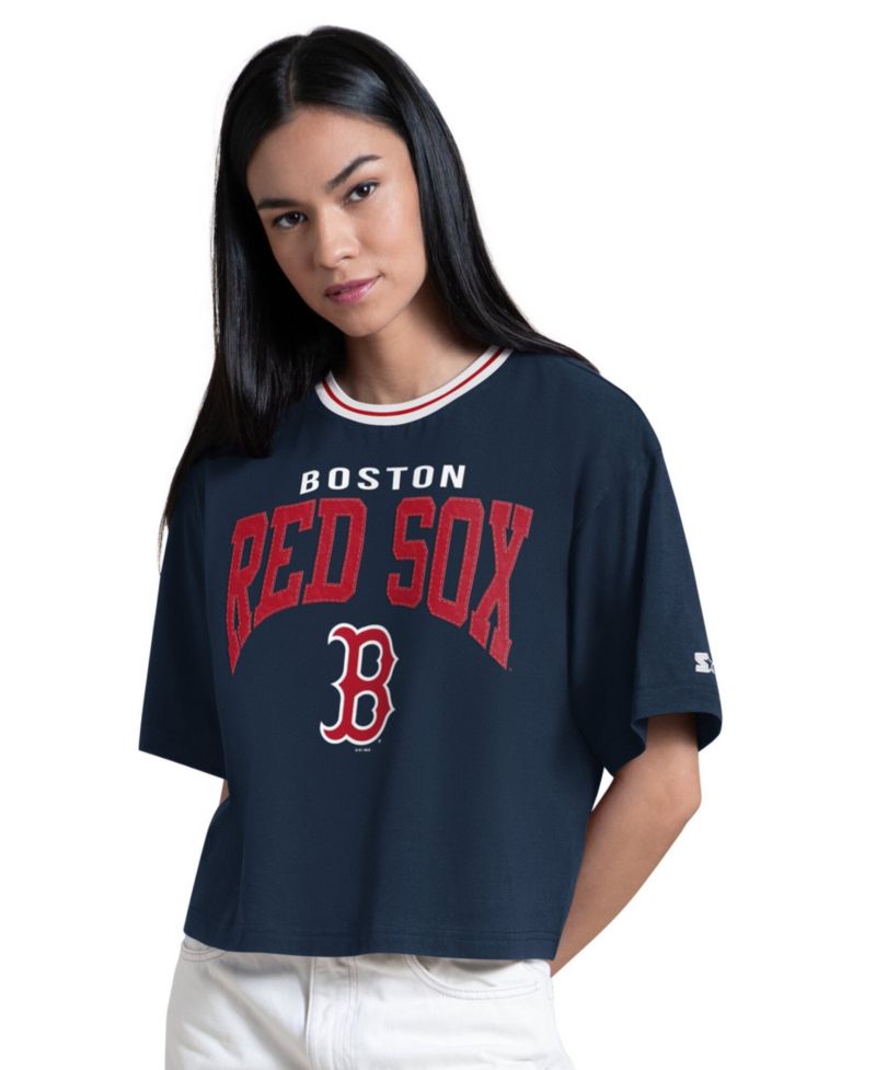 Women's Navy Boston Red Sox Ace Cropped T-Shirt