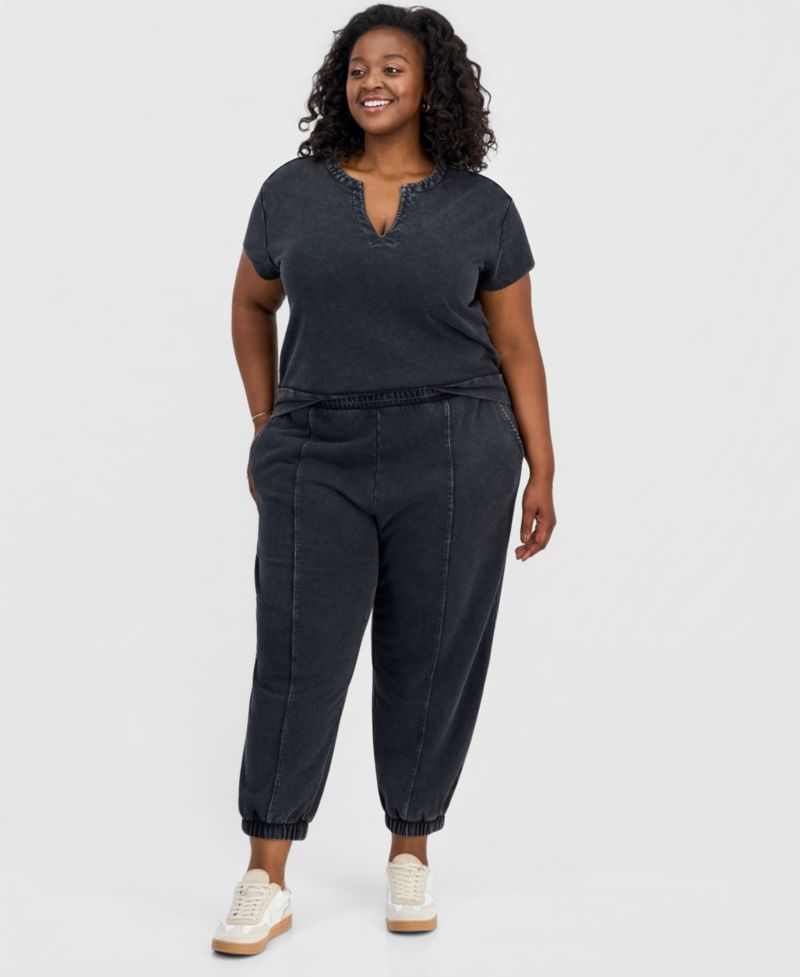 Trendy Plus Size French Terry Balloon Jogger Pants