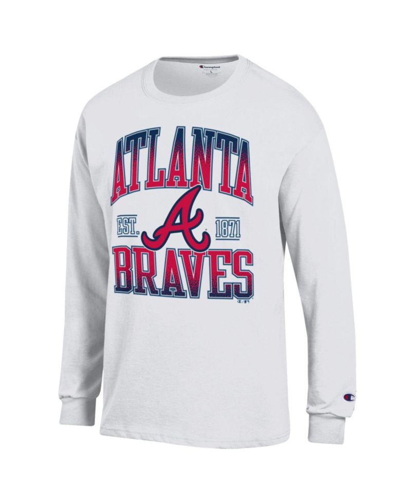 Men's White Atlanta Braves Jersey Long Sleeve T-Shirt