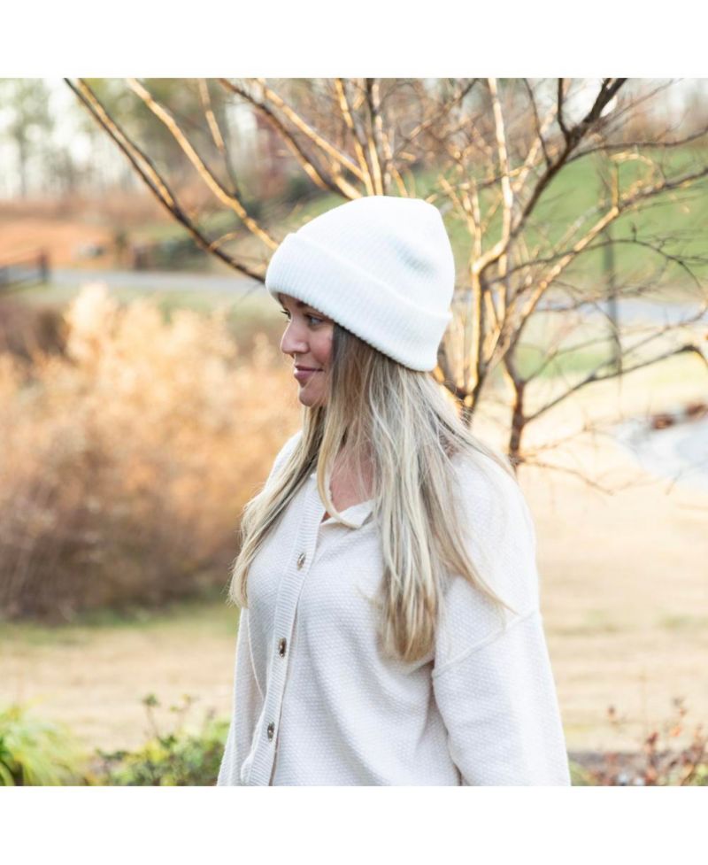 Women's Classic Ribbed Knit Beanie - Ivory