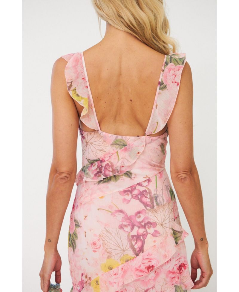 Women's Levine Floral-Print Ruffle Maxi Dress