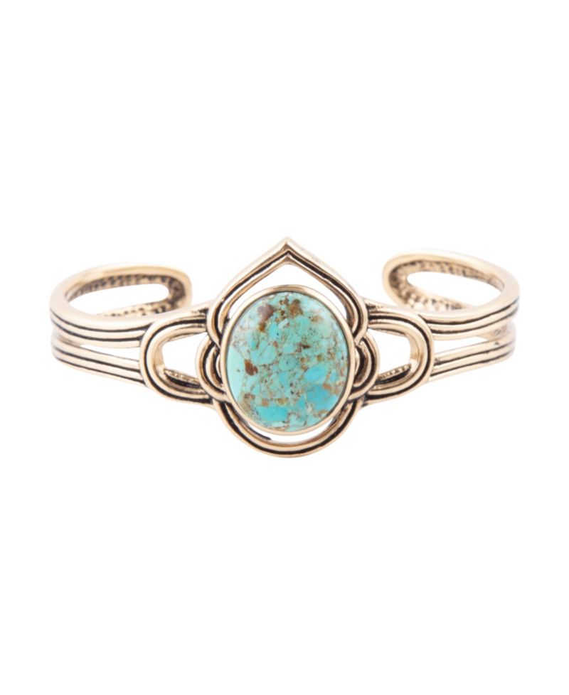 Phoenix Genuine Blue Turquoise Oval Cuff Bracelet