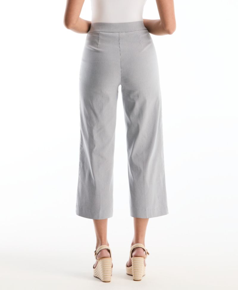 Petite Striped Patch Pocket Wide-Leg Pants