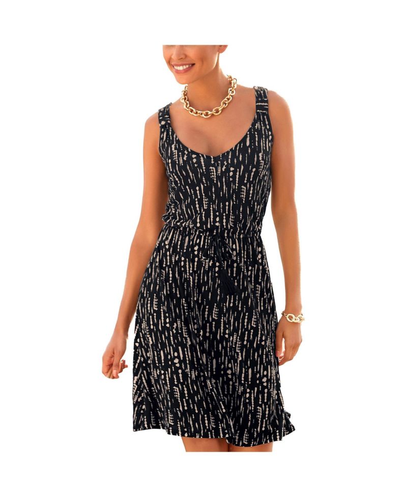 Women's Open-Back Printed V-Neck Dress