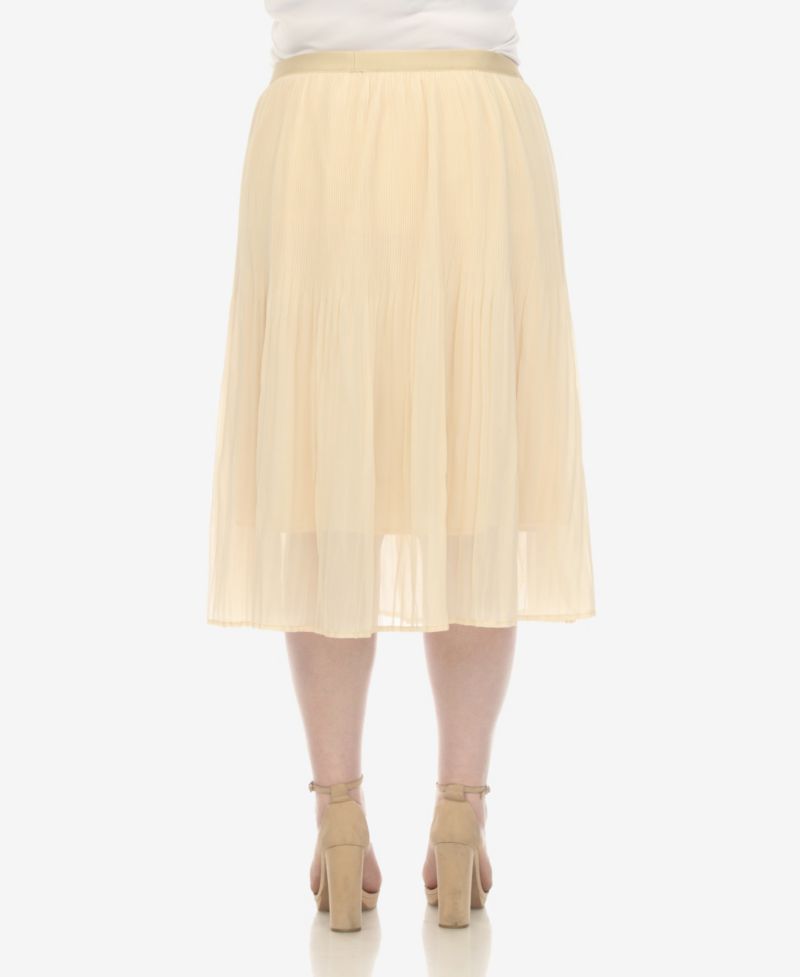 Plus Size Pleated Chiffon Midi Skirt