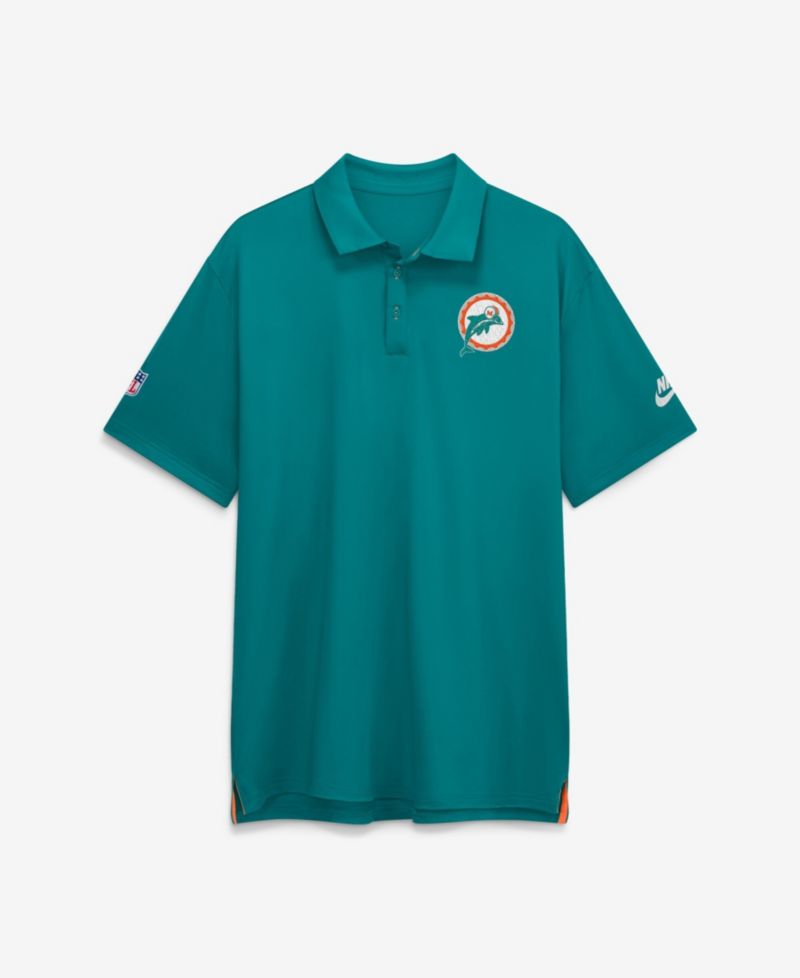 Men's Aqua Miami Dolphins Sideline Powerful Blocking Dri-FIT Tour Polo Shirt