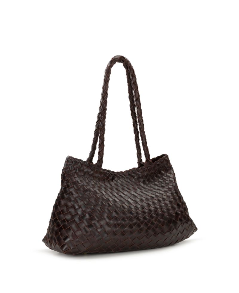 Cheri Large Woven Leather Satchel Handbag