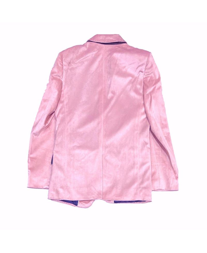Boys Pink Slim Fit Velvet Jacket