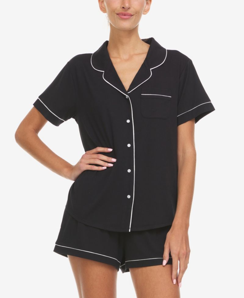 Women's Annie Button-Down Shorty Notch Pajama Set, 2-Piece