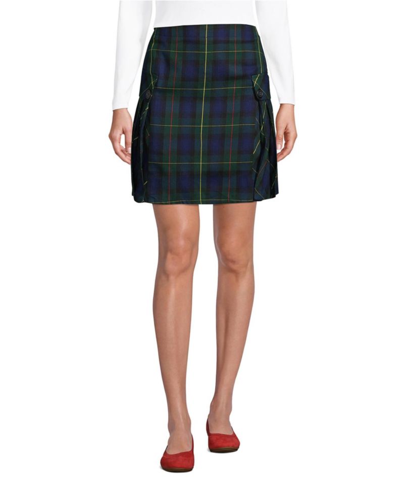 Women's Above the Knee Plaid Side Pleat Skort