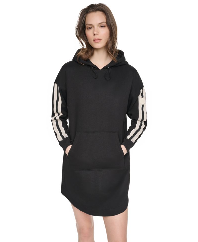 Women's Hooded Textured Tape Logo Shirttail Hem Dress
